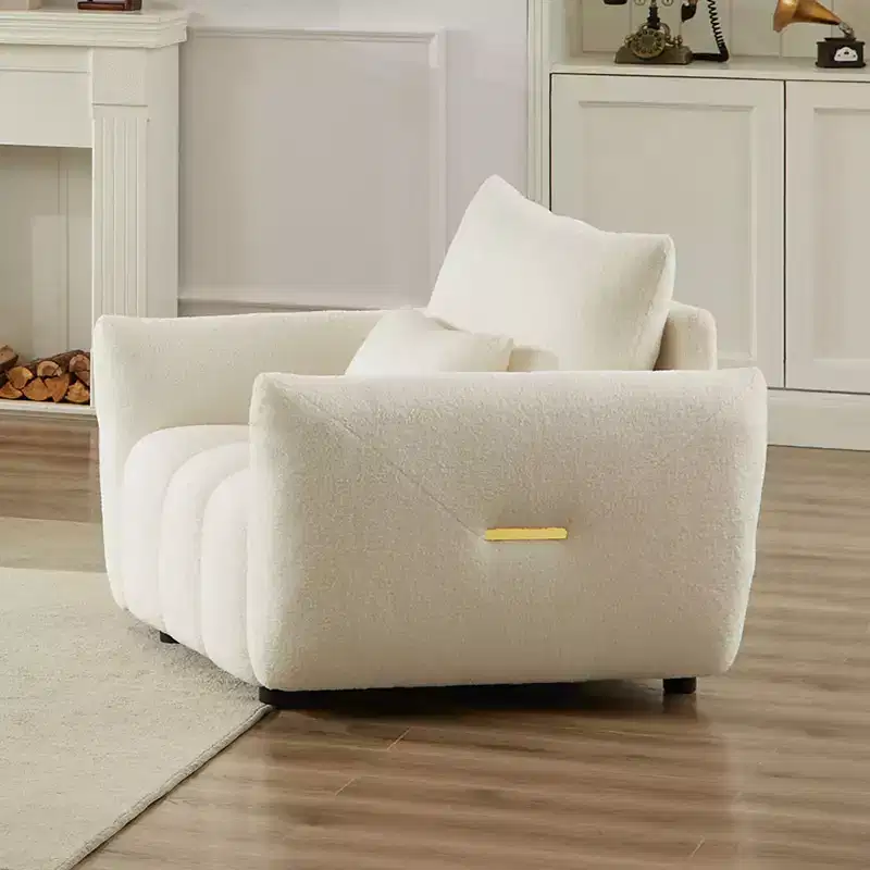 Modern Teddy Fabric Sofa - Upholstered Lounge Chair with One Pillow, Ideal for Apartment, Office, Living Room, and Bedroom