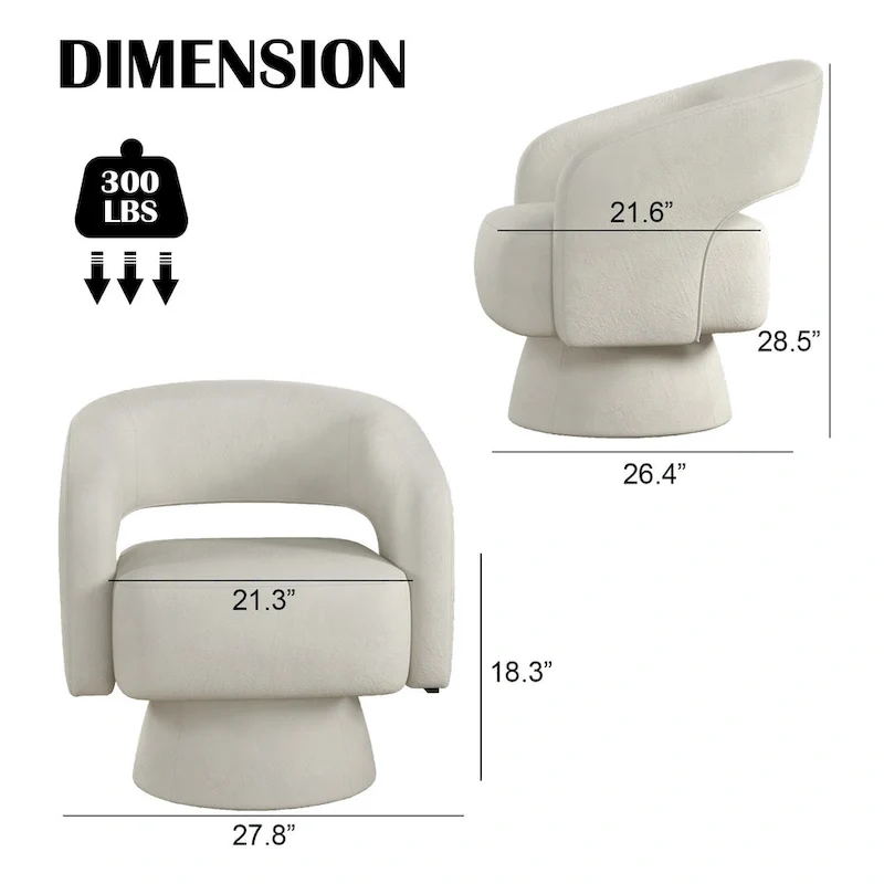360 Degree Swivel Barrel Upholstered Modern Armchair