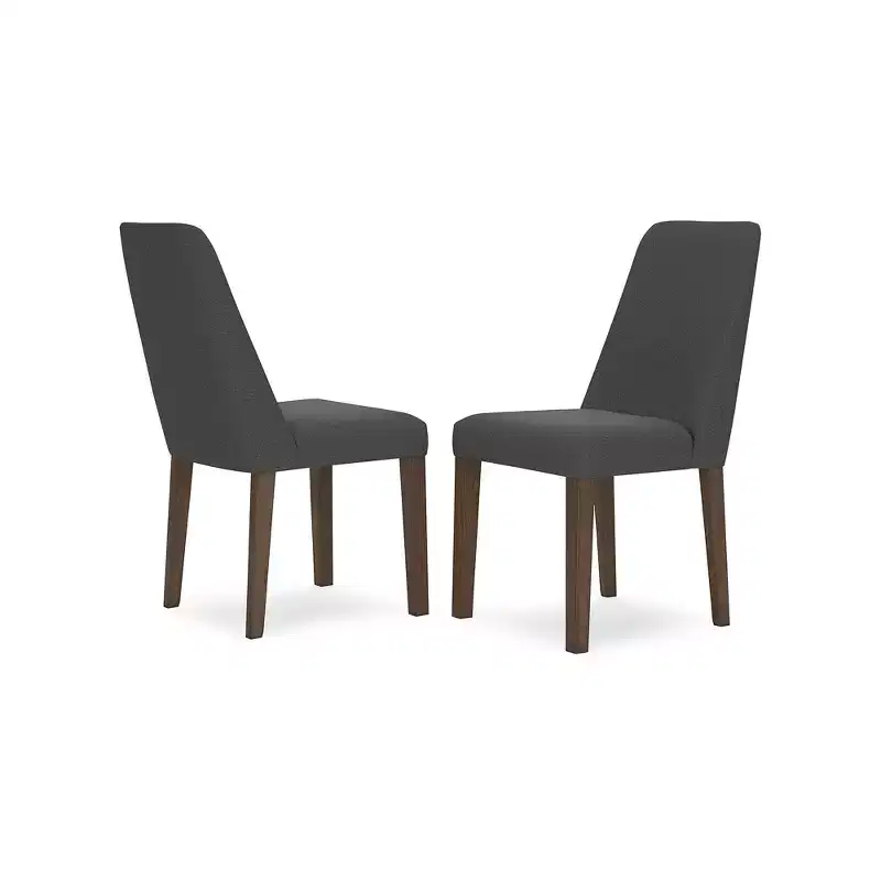 Signature Design by Ashley Lyncott Contemporary Dining Room Upholstered Side Chair with Foam Cushion, Set of 2, Dark Gray & Brown