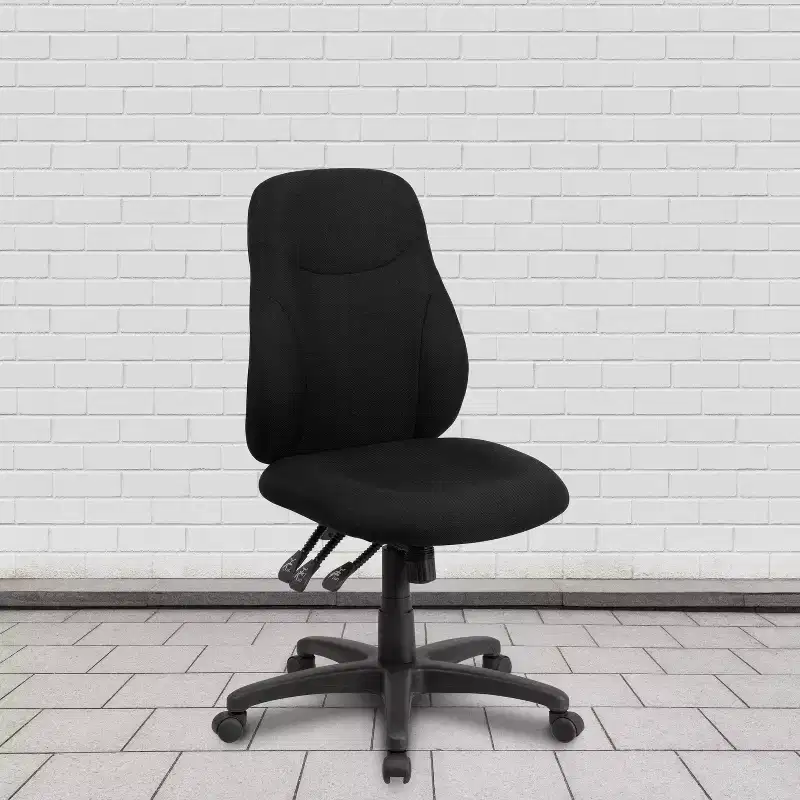 Mid-Back Black Fabric Ergonomic Task Office Chair