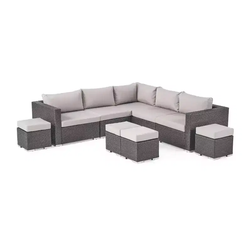 Santa Rosa 9pc Wicker Sectional Sofa Set: Aluminum Frame & Water-Resistant - Christopher Knight Home