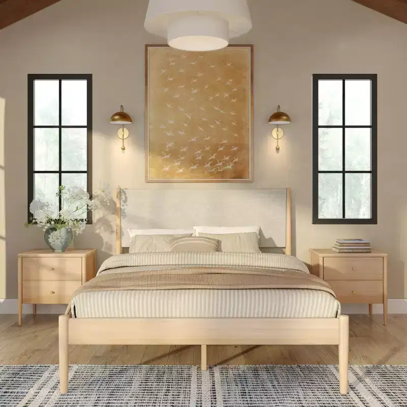 Queen Bed with Upholstered Headboard