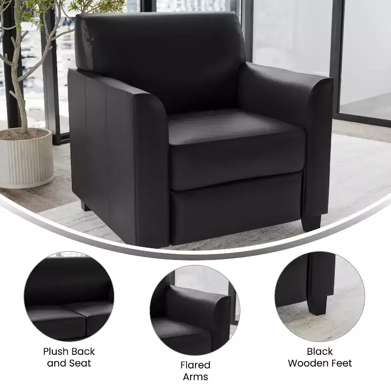 Emma and Oliver Leather Chair with Clean Line Stitched Frame