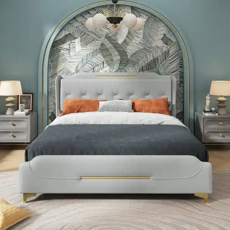 Modern Upholstered PU Leather Bed