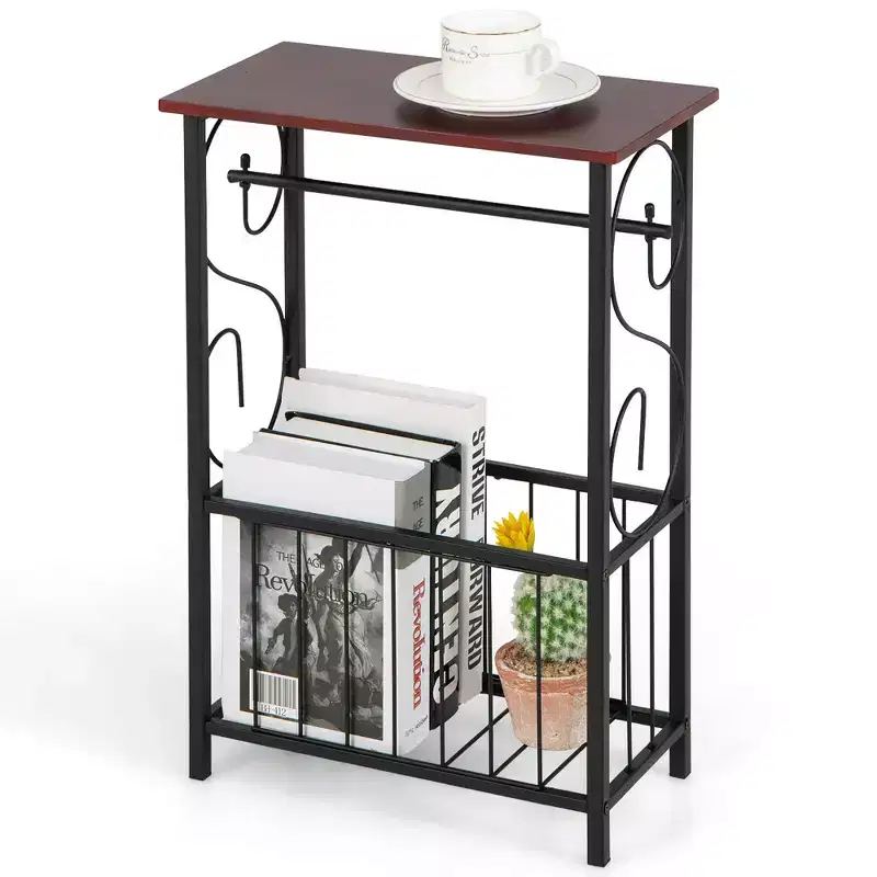 Side Table with Removable Paper Holder and Storage Basket
