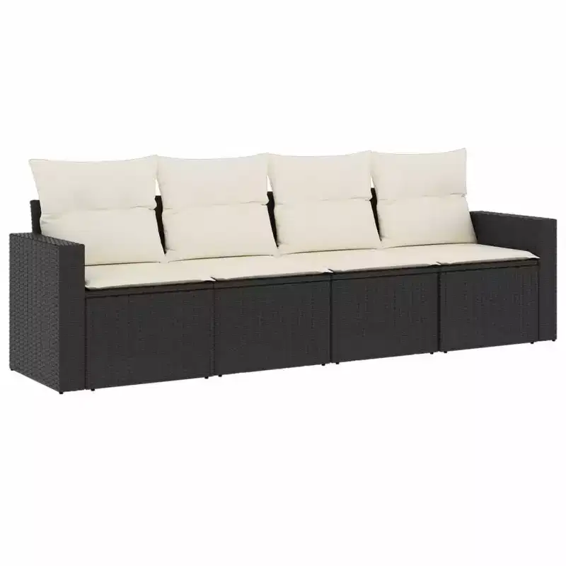 vidaXL Garden Sofa Set Black PE Rattan 4 Piece Set Modular