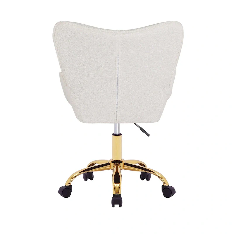 Swivel Office Chair with Teddy Fabric and Gold Chrome Legs