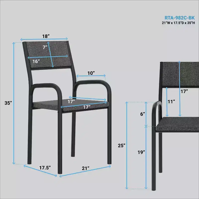 Metal Frame Office Visiting Chair Black - Techni Mobili