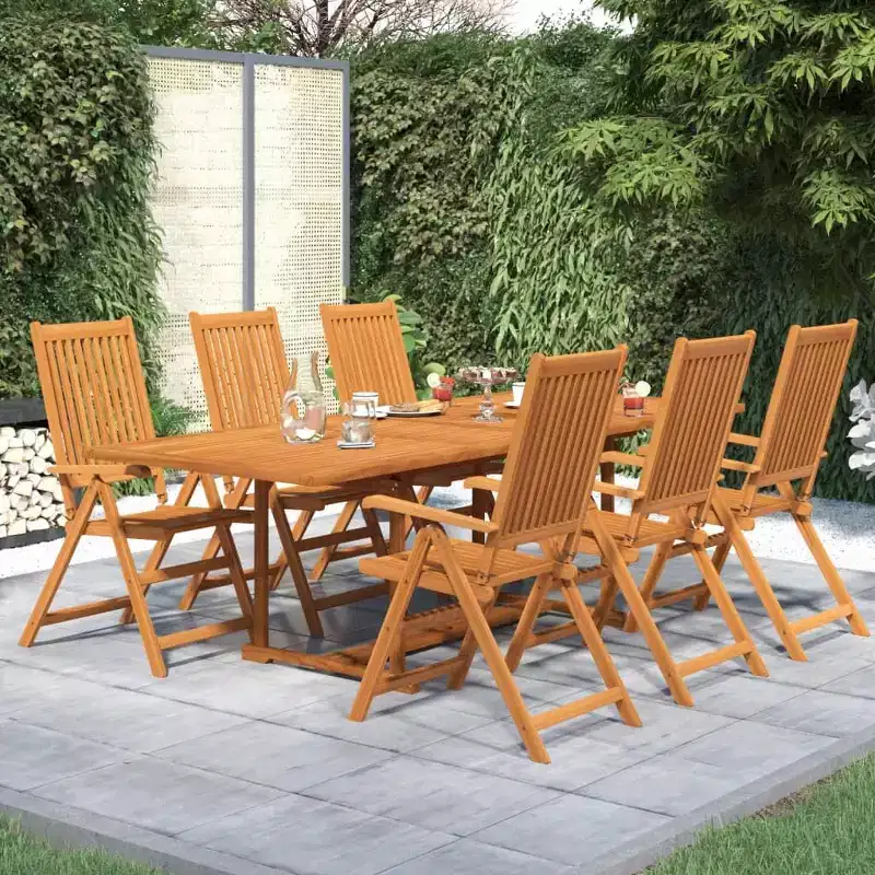 vidaXL Garden Dining Set Natural Wood Solid acacia wood Large Extendable