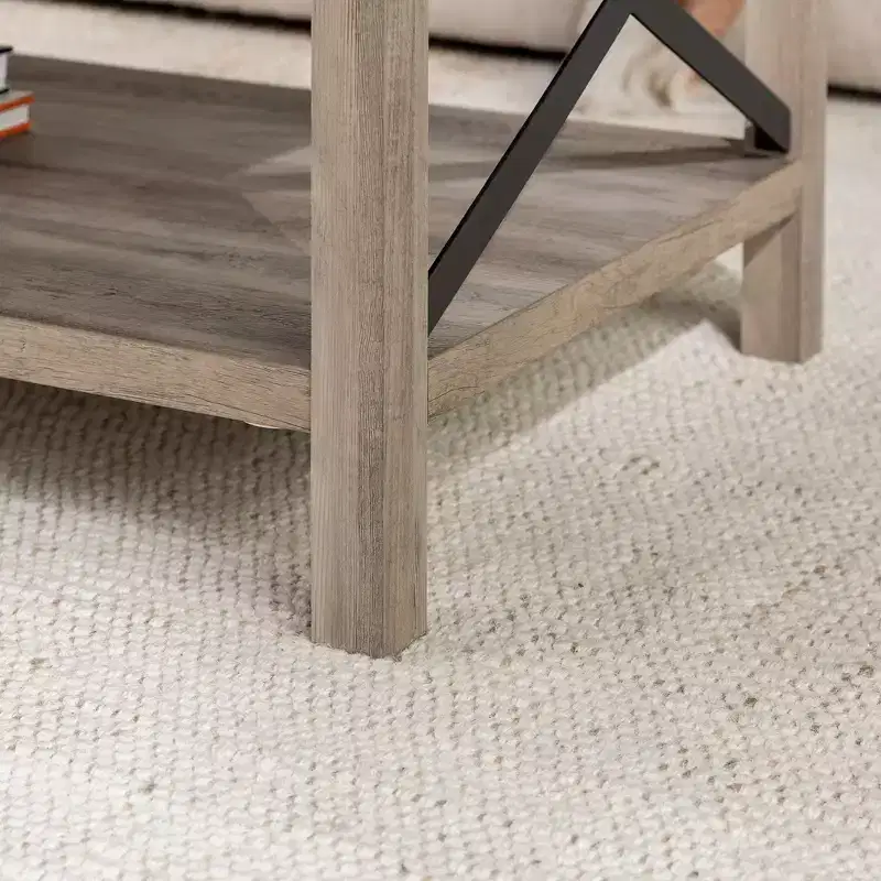 Farmhouse Metal-X Coffee Table with Lower Shelf