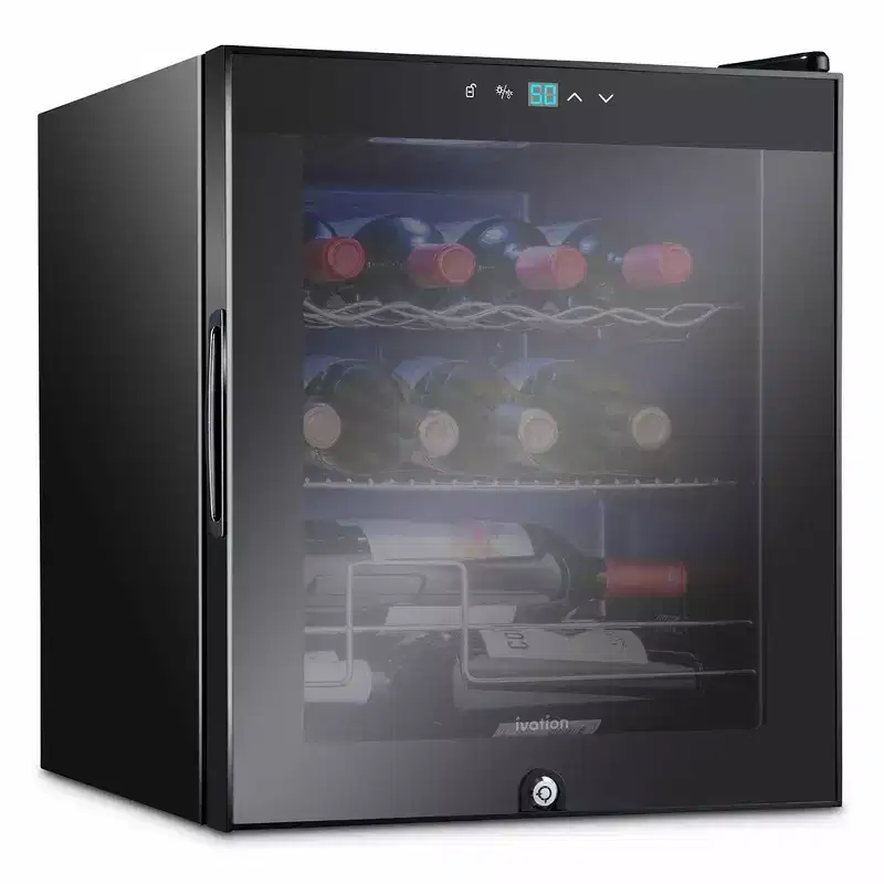 Ivation 12 Bottle Wine Cooler Fridge, Compressor Refrigerator W/Lock