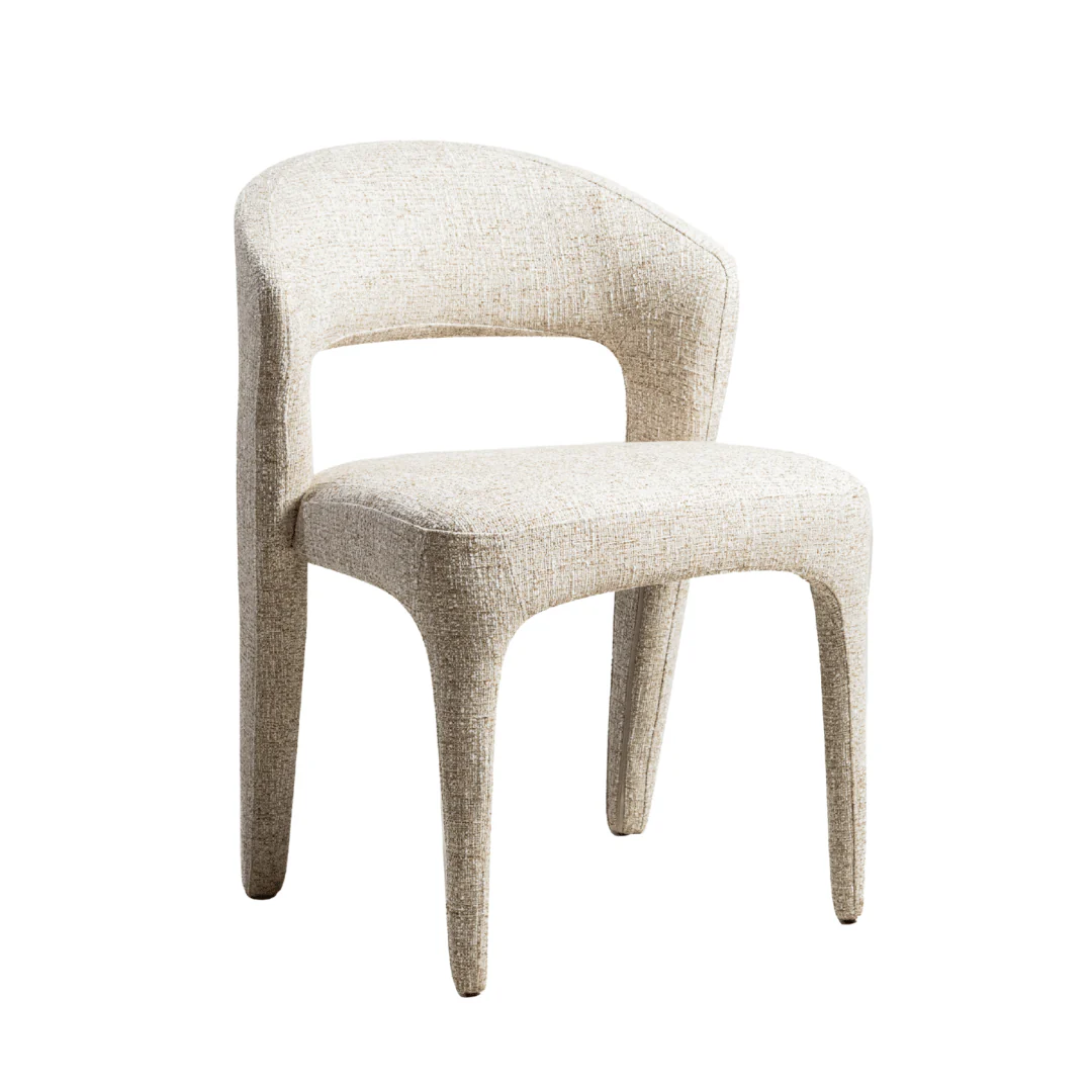 Beige Fabric Dining Chair with Padded Seat for Dining Room