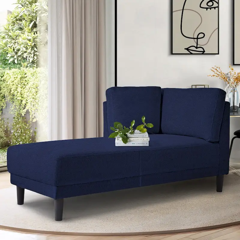 Mid-Century Modern Upholstered Chaise Lounge Sofa