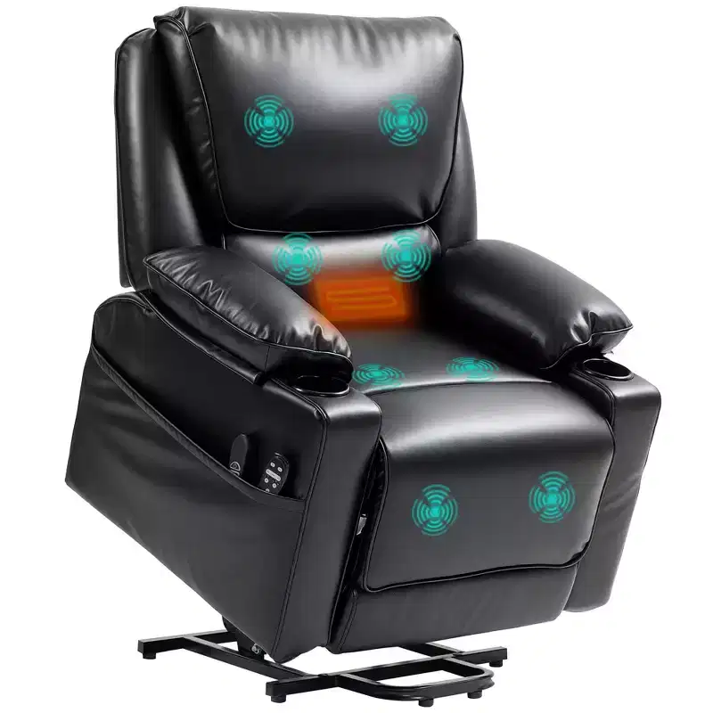 Power Lift Recliner Chair, Electric Heated Massage Reclining Chair with Remote, Side Pockets, Pocket Spring