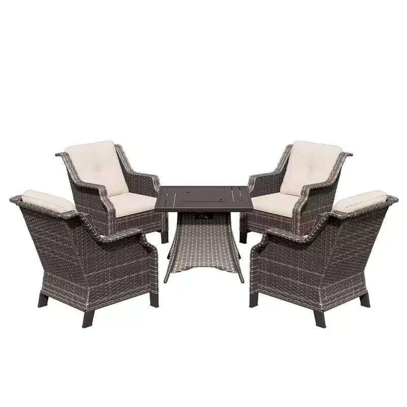 UPTIOT 4-Person Seating Group With Fire Pit And Cushions