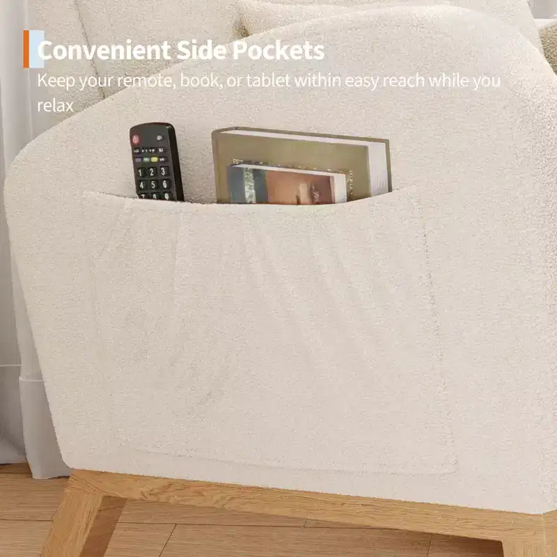 Modern Nursery Glider Rocking Chair with Side Pockets & Pillow – Ergonomic, 300 lb Capacity