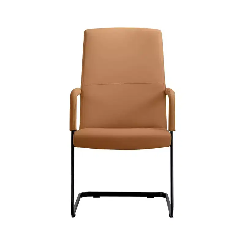 Modern Black Faux Leather Office Chair with Sturdy Sled Base – Ergonomic Desk & Guest Seating