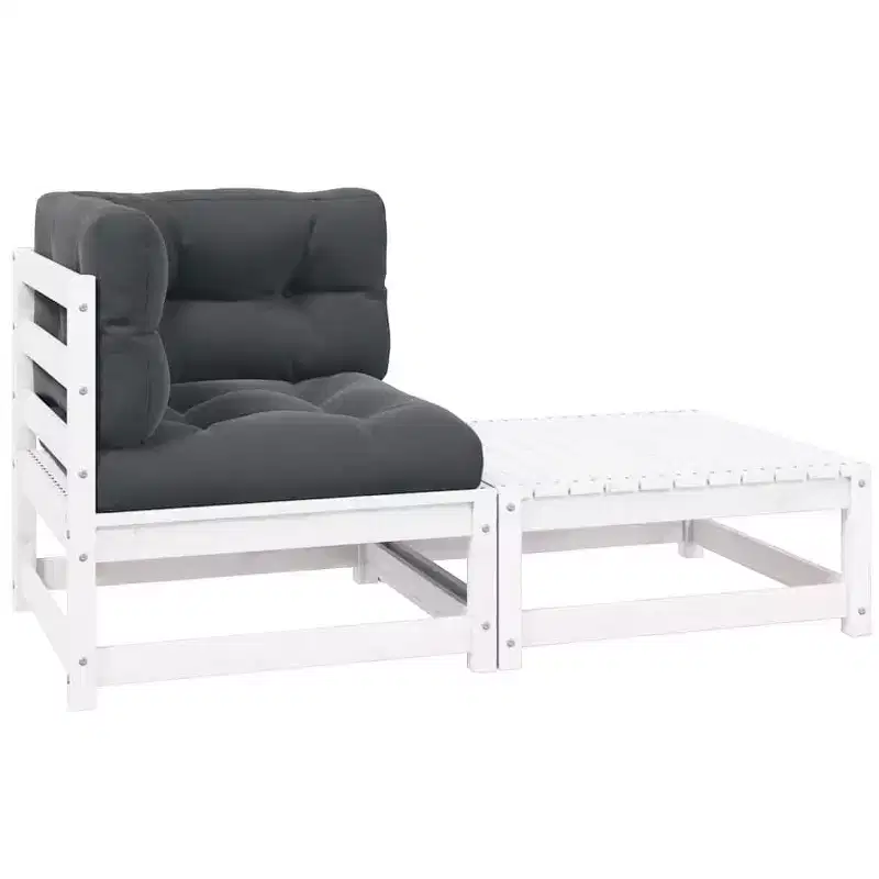 vidaXL Patio Furniture Outdoor Sectional Set with Cushions Solid Wood Pine - Natural Corner + Footrest