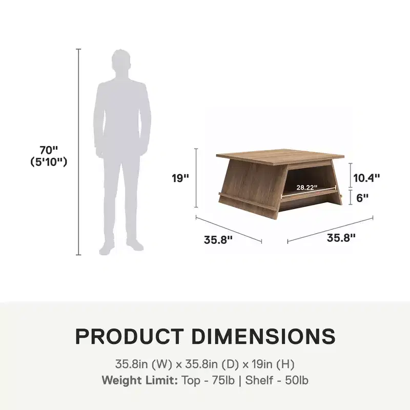 Walnut A-Frame Coffee Table with Magazine Perch