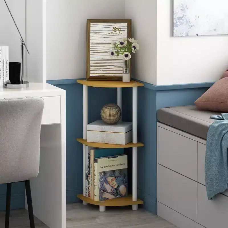 Furinno 3-Tier Corner Display Rack Multipurpose Shelving Unit Industrial Ladder Bookcase