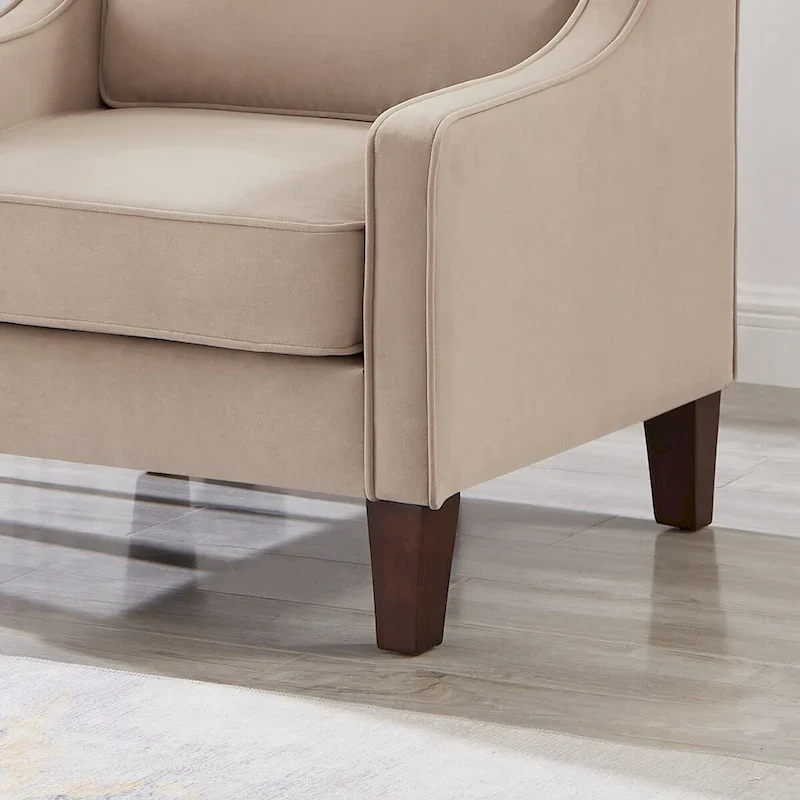 Armchair,Living Room Single Seat Sofa Chair with Wooden Legs,Upholstered Velvet Accent Chair