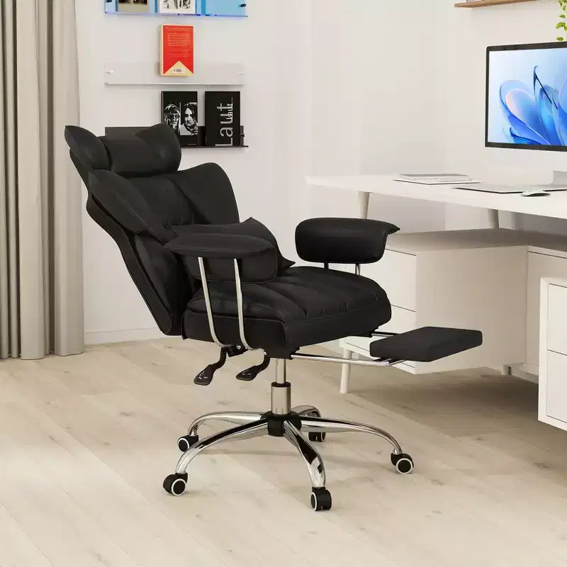 Costway Office Desk Chair Big and Tall Executive Office Chair with Footrest Lumbar Support Black/Grey/White