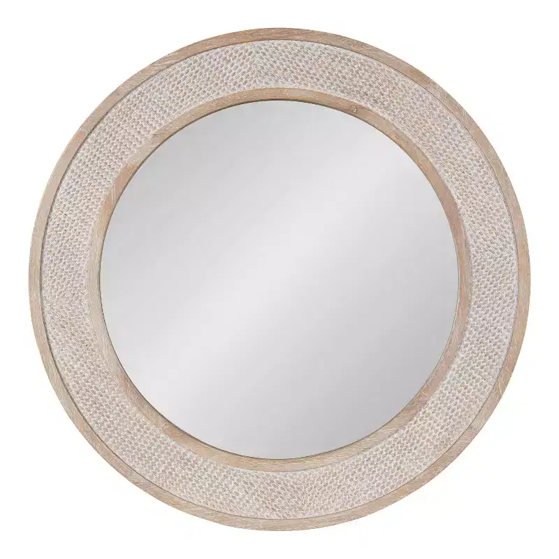 Kate and Laurel Cannondale Round Wood Round Mirror, 28 Diameter, Natural