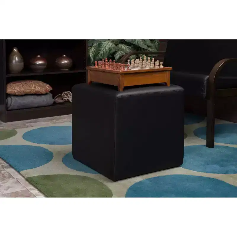 Justin Square Ottoman Black - Regency