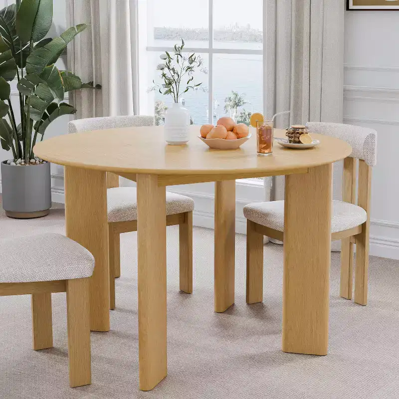 PexFix 45 Oak Solid Wood Farmhouse Dining Table Round Wood Top for Modern Dining Rooms & Family Gatherings