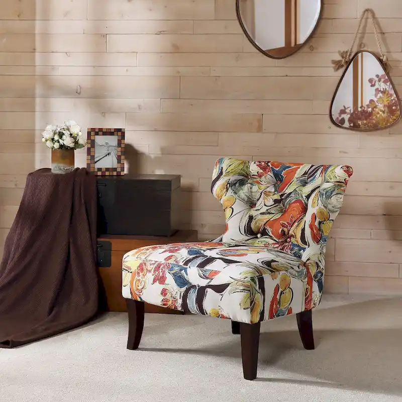 Madison Park Bree Hourglass Tufted Armless Chair