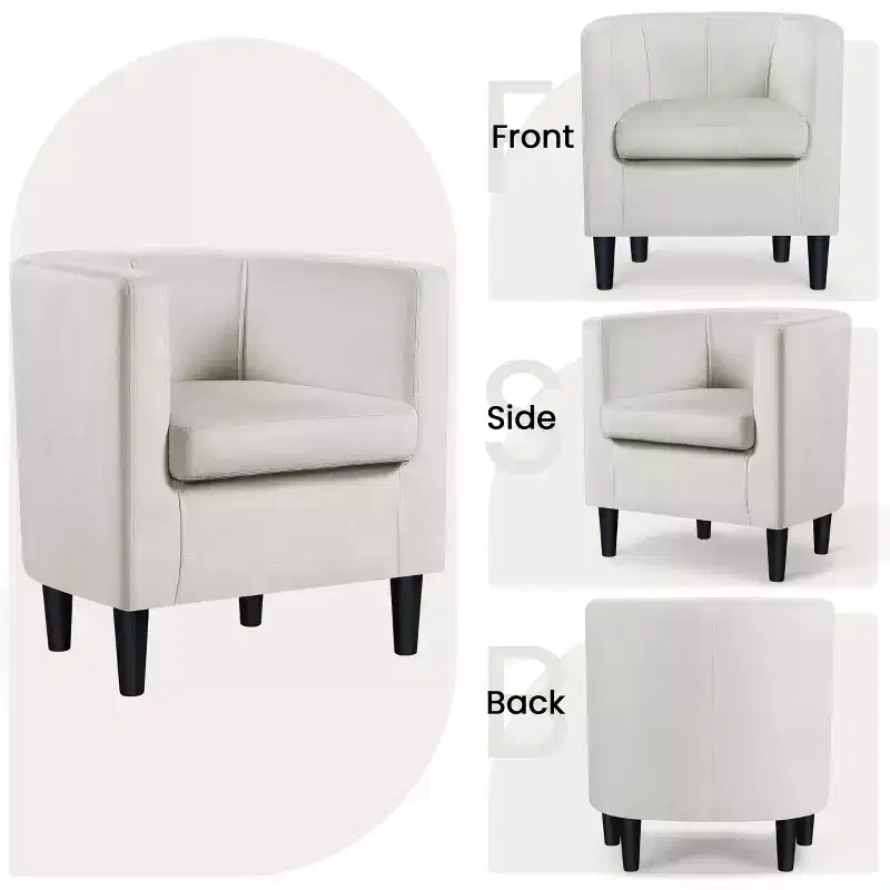 Yaheetech Upholstered Barrel Chair Accent Arm Chair