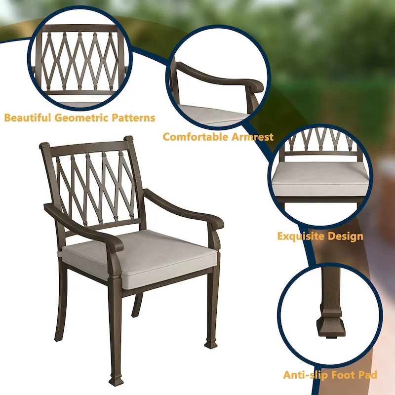 9-Piece Cast Aluminum Patio Dining Set with Cushions