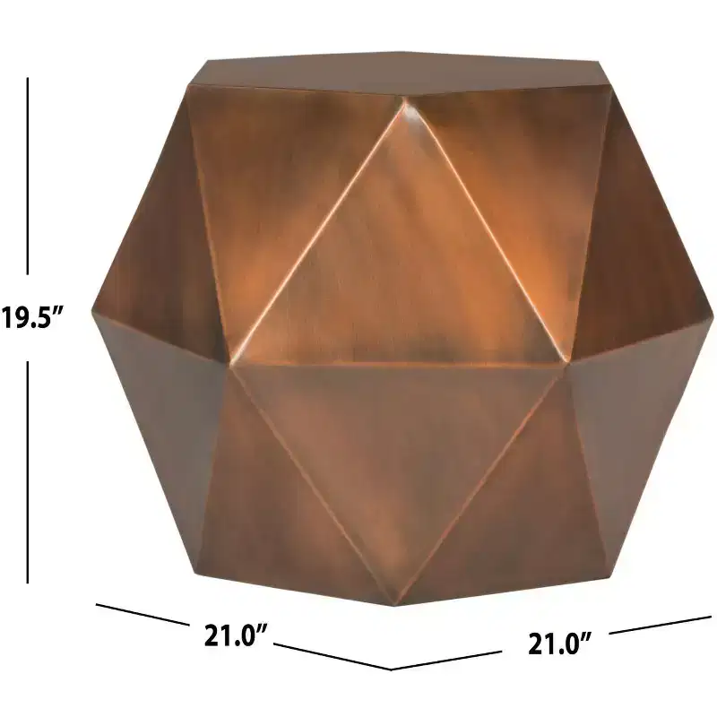 Astrid Faceted Side Table - FOX3224 - Copper - Safavieh Couture