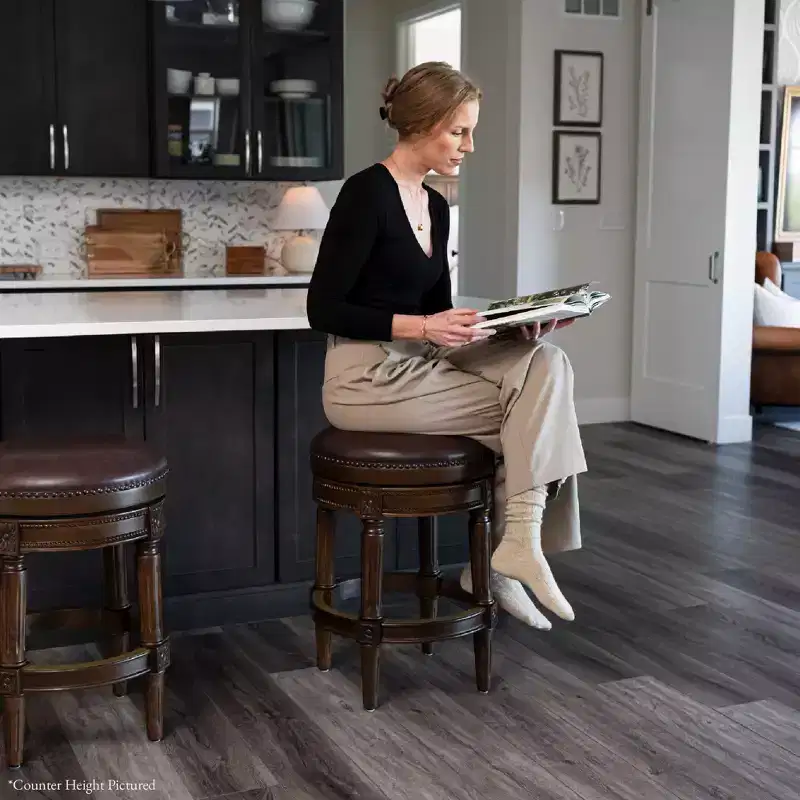 Maven Lane 31 Pullman Backless Swivel Bar Stools with Faux Leather