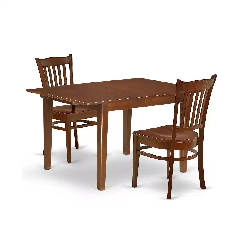 Rectangle Dining Table Set - 3Pc Cottage Kitchen Table with Butterfly Leaf & 2 Chairs