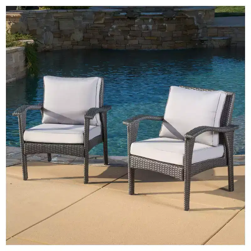 Honolulu Set of 2 Outdoor Wicker Club Chair with Cushion - Christopher Knight Home