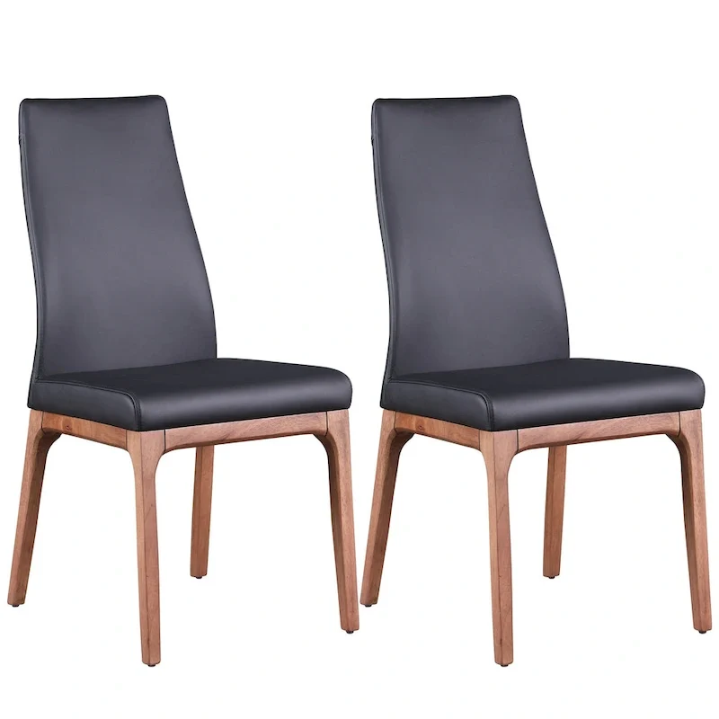 Somette Modern Contour Back Side Chair with Wood Base, Set of 2