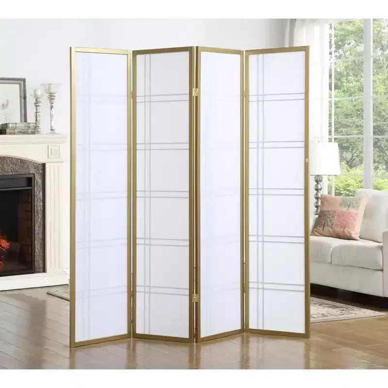 MAYEERTY 4 Panel Screen Room Divider Privacy for Home Office Gold