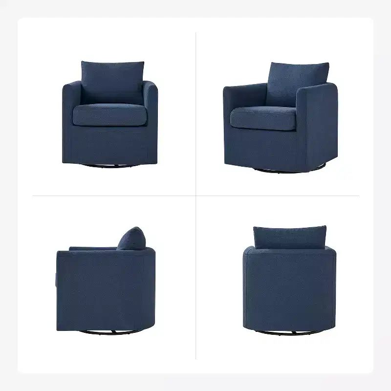 Bernhard Slipcovered Swivel Chair with textured fabric and flared armrests| HULALA HOME