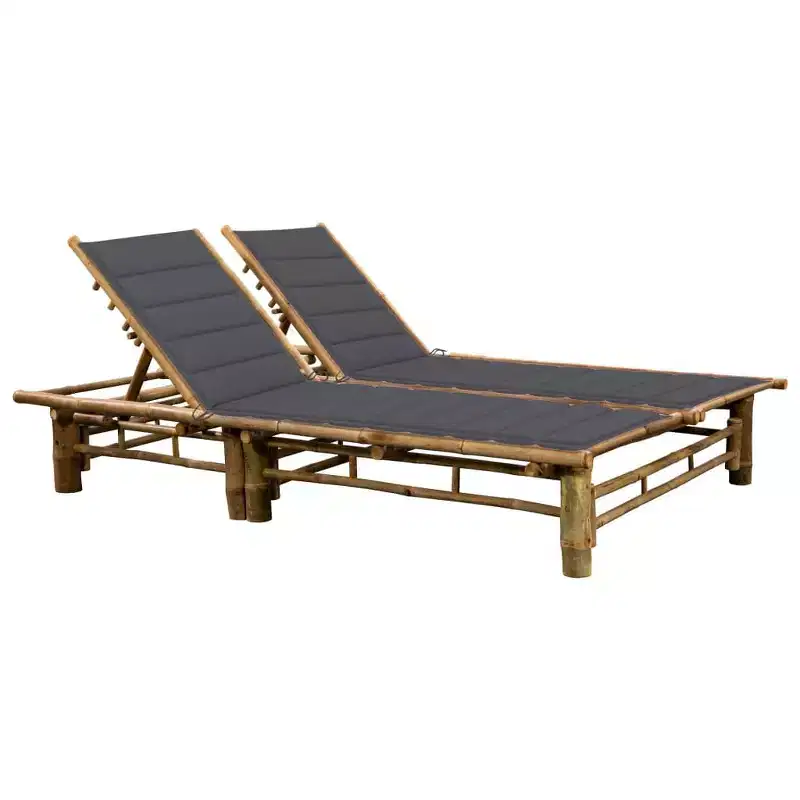 vidaXL Sun Lounger Natural bamboo, (cushions)