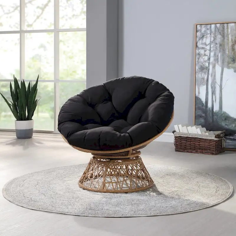 Round Swivel Accent Chair with Padded Cushion
