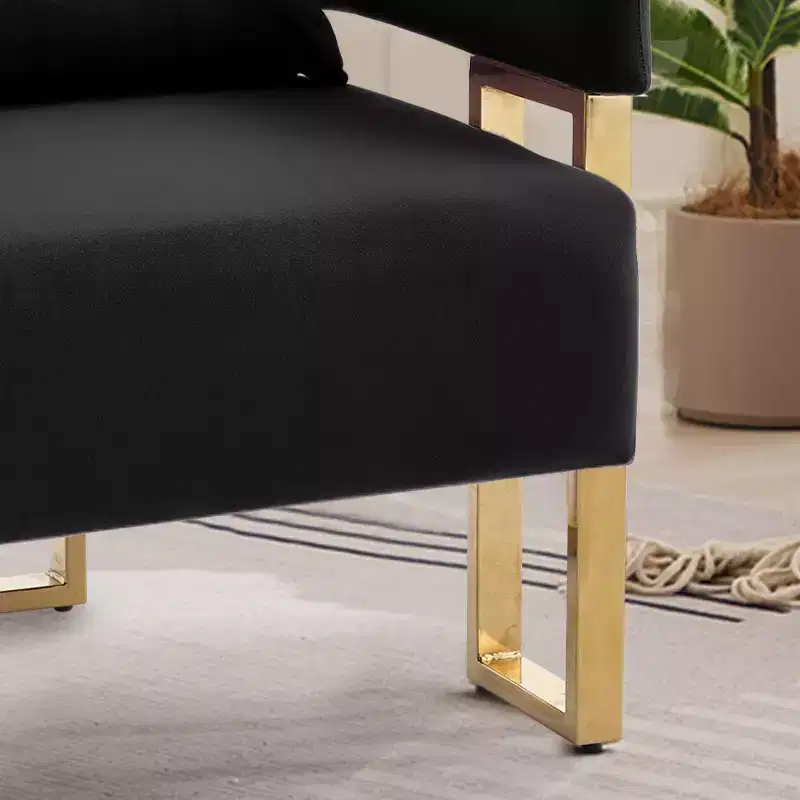 Set of 2 Modern Upholstered Accent Chairs with Gold Square Metal Legs & Foam Cushion, 26