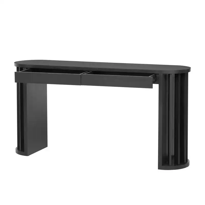 Merax Modern Oval-Edge Console Table with Fan-Shaped Legs