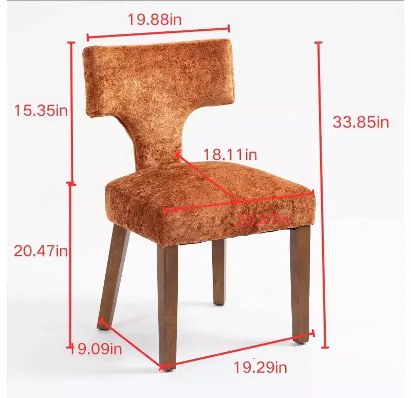 Set of 2 Chenille Upholstered Dining Chairs with Hardwood Frame & Brass Nailhead Trim, 300 lbs