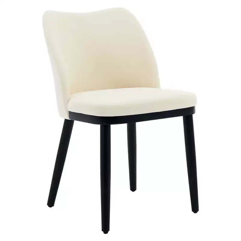 Upholstered Dining Chairs Set of 2  Padded Seat & Back, Wooden Legs, 300 LBS Capacity Chairs for Dining Room, Kitchen, Restaurant, Cafe