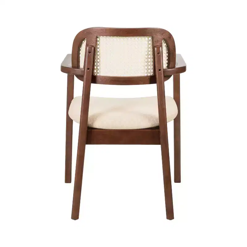 Christopher Knight Home Amaris Mid-Century Modern Wood Upholstered Dining Chair with Rattan-Weave Backrest (Set of 6)