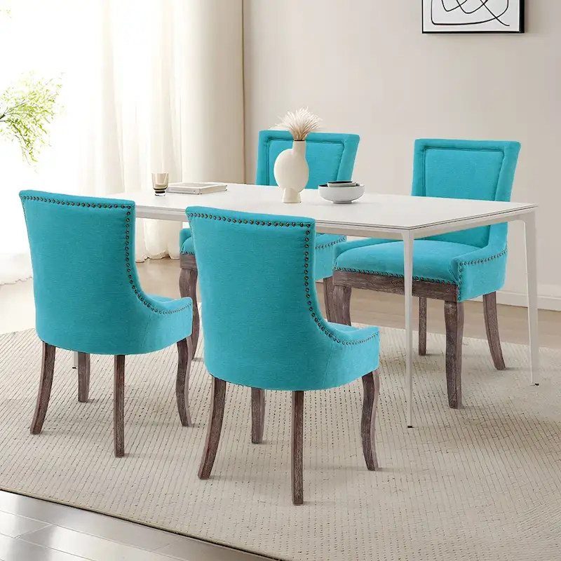 Traditional Tufted Ultra Upholstered Wingback Dining Chair Set of 4