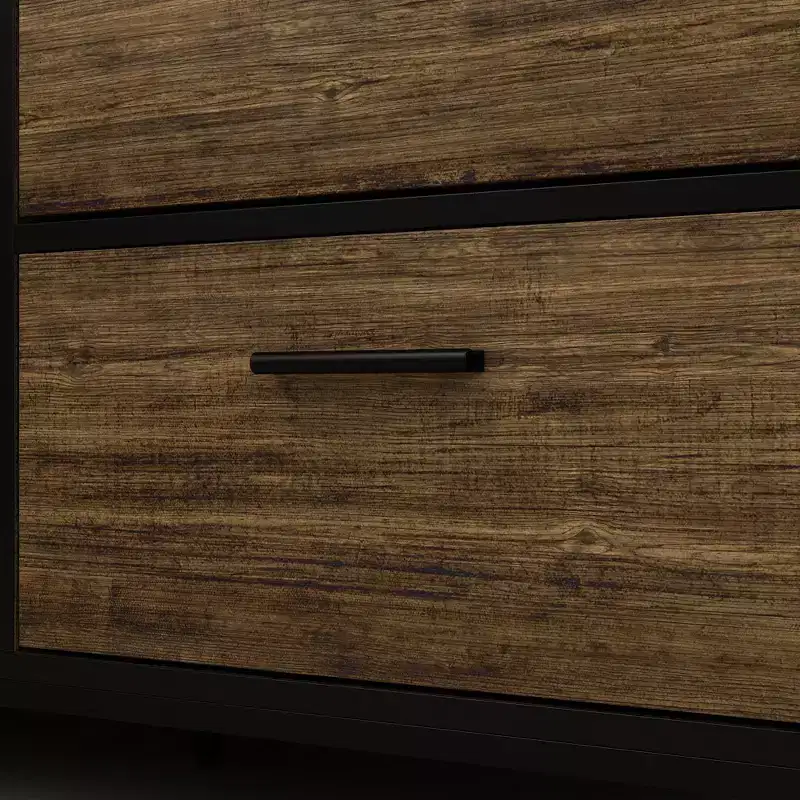 Famapy Brown Woodgrain Multifunctional Kitchen Cabinet Kitchen Sideboard with Hanging Shelf Display Shelf
