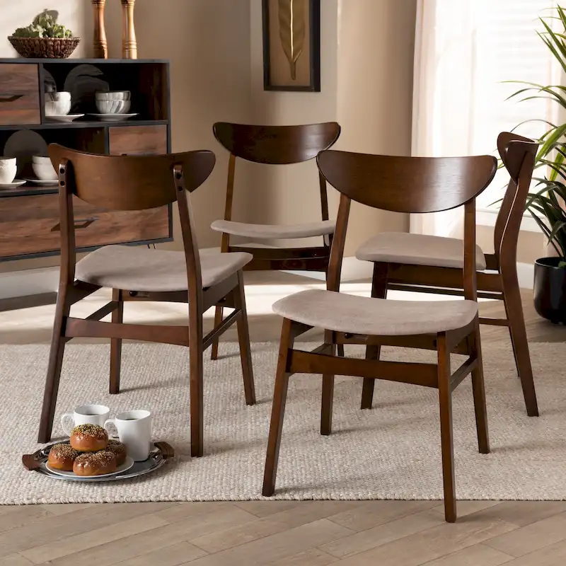Parlin Mid-Century Modern Transitional 4-Piece Dining Chair Set