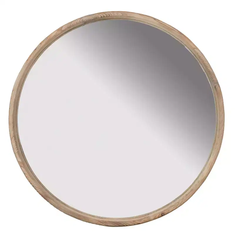 28 Inch Round Wood Wall Mirror